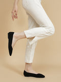 Momentlover V-Cut Square-Toe Split-Joint Solid Color Flat Shoes