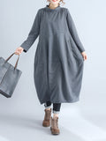 Momentlover Casual Loose Plus Size Solid Color Hooded Midi Dresses