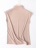 Momentlover Simple Solid Color Sleeveless Casual High-Neck Vest