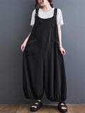 Momentlover Loose Oversize Solid Color Zipper Jumpsuits Bottoms