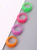 Momentlover 4 Pcs Solid Color Geometric Rings Accessories