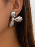 Momentlover Solid Color Flower Shape Drop Earrings