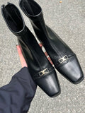 Momentlover Square-Toe Split-Joint Boots