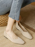 Momentlover Square-Toe Solid Color Shoes Flats