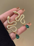 Momentlover Snake Shape Contrast Color Earrings Accessories