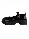 Momentlover Round-Toe Butterfly Shape Buckle Mary Janes