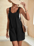 Momentlover Solid Color Sleeveless Loose U-neck Rompers
