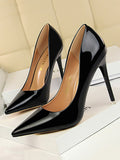 Momentlover Solid Color Shallow Cut Pointed-Toe Scarpin Salto Pumps