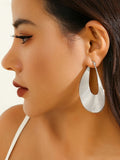 Momentlover Solid Color Hollow Geometric Drop Earrings