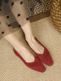 Momentlover Square-Toe Solid Color Shoes Flats