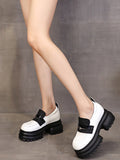 Momentlover Split-Joint Round-Toe Platform Shoes