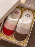 Momentlover Indoor Non-Slip Keep Warm Striped Slippers