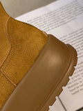 Momentlover Velvet Split-Joint Round-Toe Platform Shoes Boots