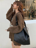 Momentlover Fashion Urban Solid Color PU Shoulder Bag