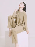 Momentlover Simple Solid Color High-Low Asymmetric Modal Pajama Top