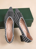 Momentlover Pointed-Toe Houndstooth Shoes Pumps