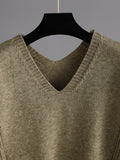 Momentlover Stylish Loose Long Sleeves Solid Color V-Neck Sweater Tops& Wide Leg Pants Two Pieces Set