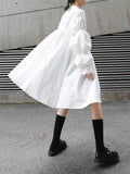 Momentlover Loose Original Designed Irregular Puff Shirt Dress