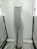 Momentlover Split-Joint Solid Color Pockets Wide Leg Sleeveless Round-Neck Jumpsuits