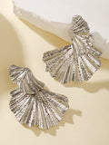 Momentlover Solid Color Leaves Shape Geometric Drop Earrings