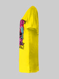 Momentlover Plus Size Lip Letter Print T-shirt Dress AC2675