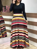 Momentlover Plus Size Striped A Line Dress AC2617