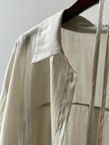 Momentlover Loose Solid Color Long Sleeves Blouse + Pleated Shorts Two Pieces Set
