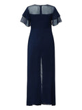 Momentlover Zipper Split-Joint Split-Front Solid Color Wrap Jumpsuits