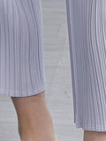 Momentlover Loose Pleated Solid Color High-Low Round-Neck T-Shirts  + Pants Two Pieces Set