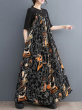 Momentlover Printed Figure Wide Leg Loose Spaghetti-Neck Overalls