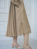 Momentlover Split-side Buttoned Three-quarter Sleeves Loose Lapel Shirt Dress Midi Dresses