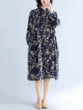 Momentlover Loose Flower Printed Comfortable Midi Dress