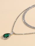 Rhine Stones Geometric Double Layered Necklaces Accessories