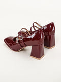 Momentlover Square-Toe Shallow Cut Pumps Mary Janes