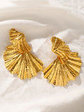 Momentlover Solid Color Leaves Shape Geometric Drop Earrings