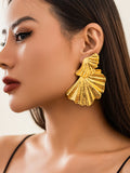 Momentlover Solid Color Leaves Shape Geometric Drop Earrings