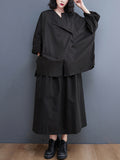 Momentlover Casual Buttoned Cardigan Top&Elasticity Skirt 2 Pieces Set