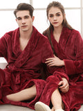 Momentlover Comfortable Solid Bandage Pajama Robe