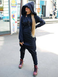 Momentlover Solid Hooded Zipper Yoga Jumpsuits