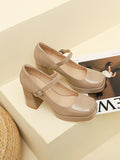 Momentlover Square-Toe Shallow Cut Pumps Mary Janes