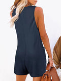 Momentlover Split-Joint Sleeveless Loose U-Neck Rompers
