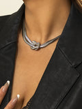 Solid Color Snake Chain Knot Double Layered Necklaces Accessories