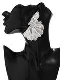 Momentlover Solid Color Leaves Shape Geometric Drop Earrings