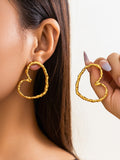 Momentlover Solid Color Hollow Heart Shape Geometric Drop Earrings