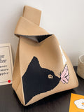 Momentlover Cartoon Printed Woven Handbag Bags Accessories
