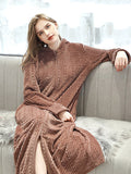 Momentlover Comfortable Hooded Zipper Warm Pajama Robe