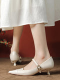 Momentlover Split-Joint Shallow Cut Pointed-Toe Lace-Up Pumps