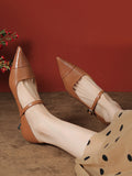 Momentlover Split-Joint Shallow Cut Pointed-Toe Lace-Up Pumps