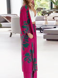 Momentlover Pockets Flower Print Loose Two Pieces Set Pants Set