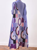 Momentlover Fashion Loose Geometric Printed Pleated Midi Dress
